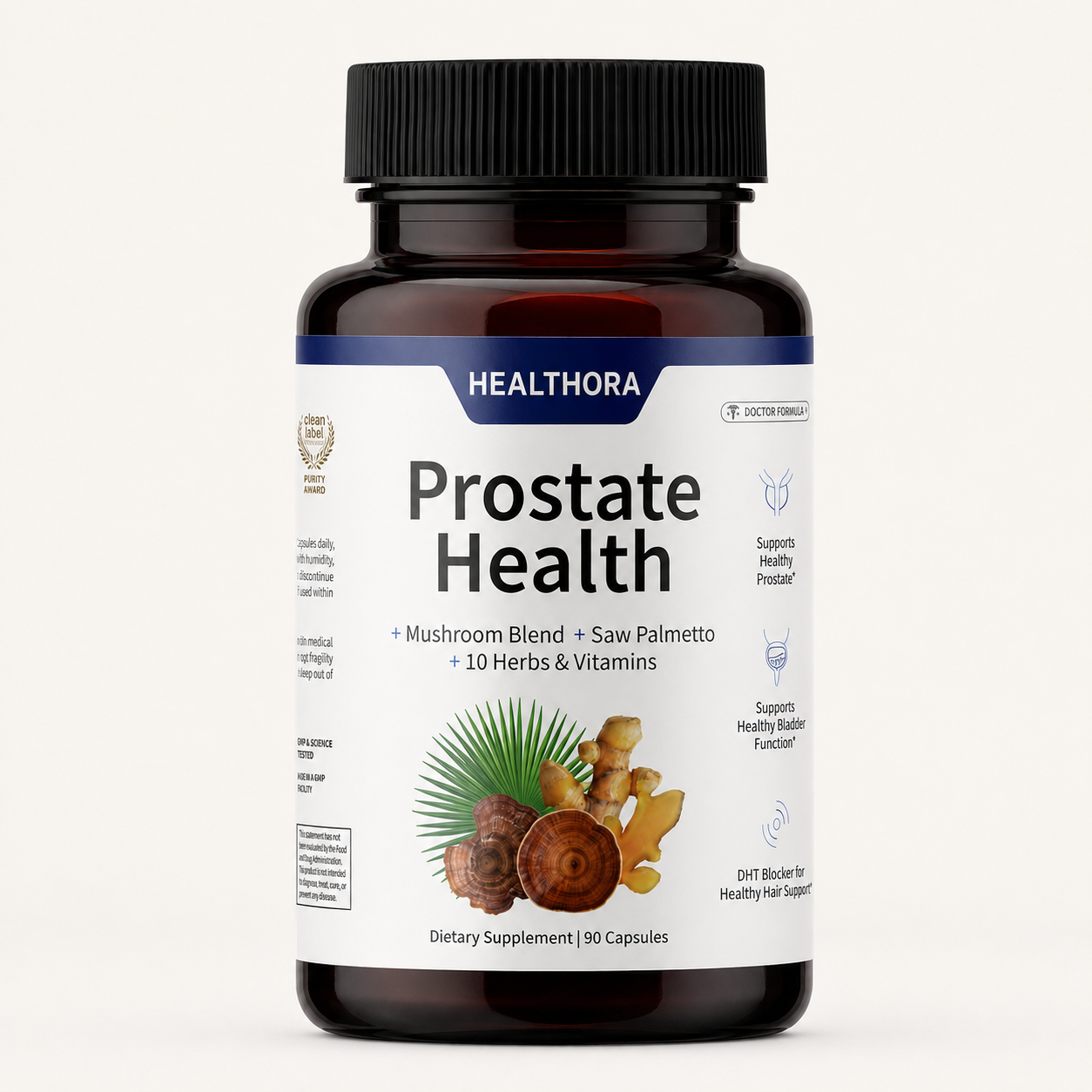 Healthora Prostate Health Supplements for Men, 90 Vegan Capsules