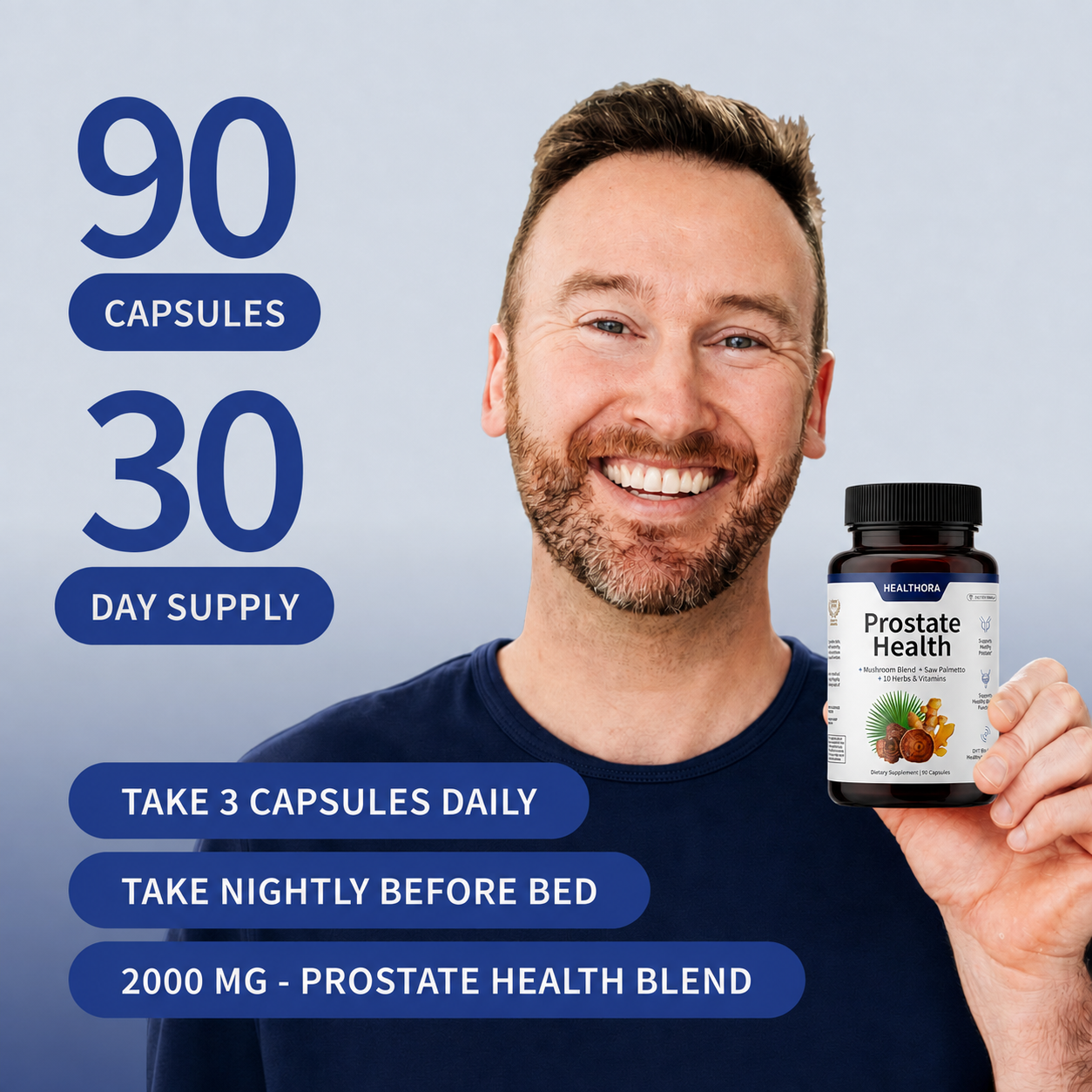 Healthora Prostate Health Supplements for Men, 90 Vegan Capsules