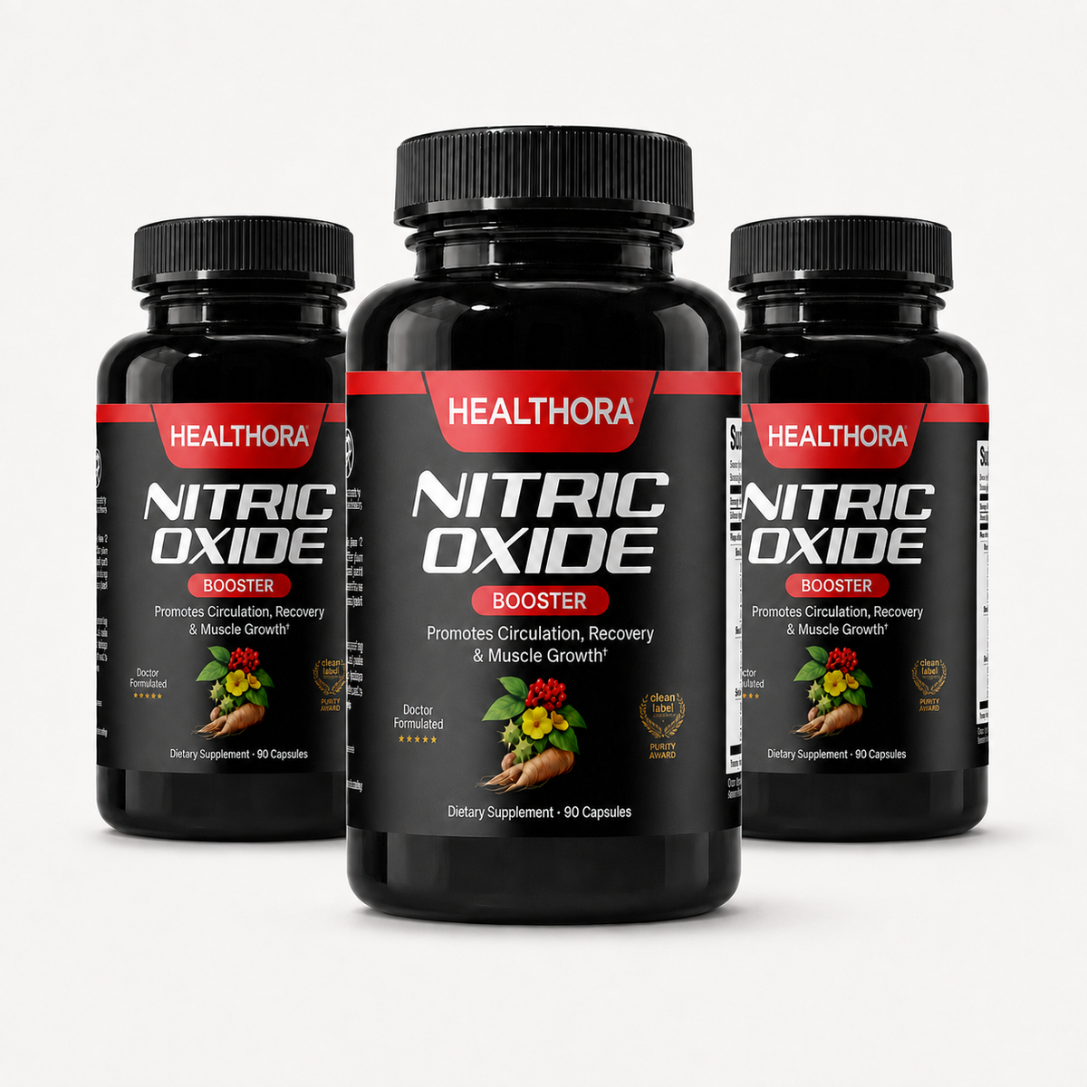 Healthora Nitric Oxide Booster for Men & Women, 90 Vegan Capsules