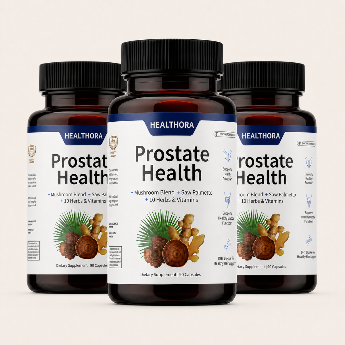 Healthora Prostate Health Supplements for Men, 90 Vegan Capsules